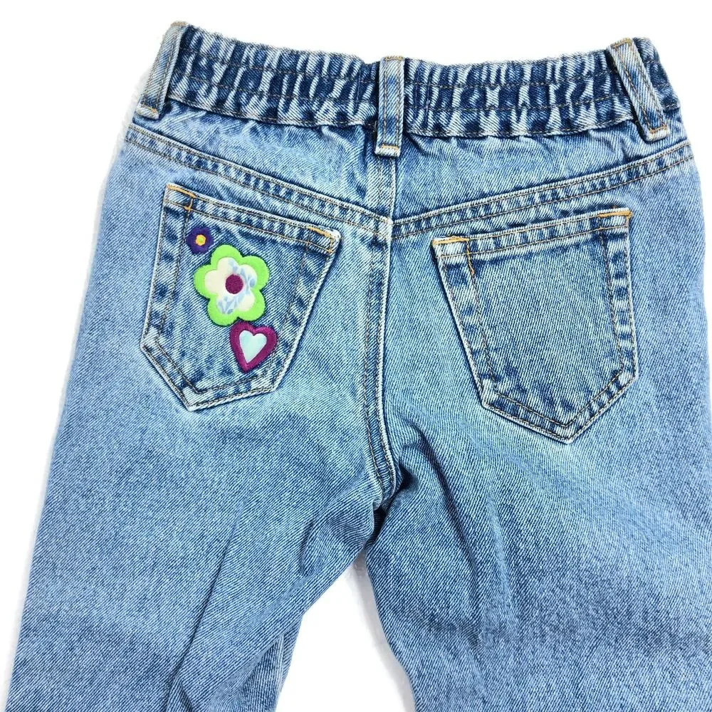 Vintage Limited Hippie Y2K Jeans Girls Toddler Size 4T with Embroidered Flowers